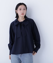 スキッパーリボンタイブラウス