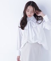 ハイネックリボンボウブラウス