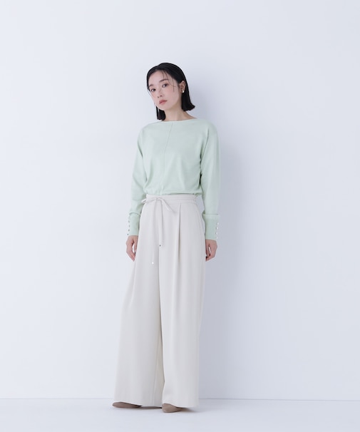 ナローリボンイージーワイドパンツ