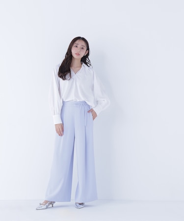 ナローリボンイージーワイドパンツ