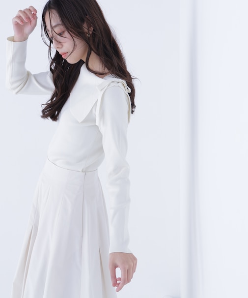 サイドリボンニット