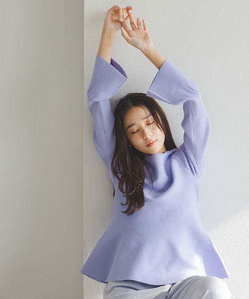 ベルスリーブペプラムニット｜ナチュラルビューティーベーシックの通販