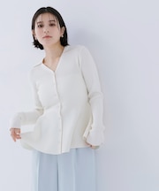 スキッパーペプラムリブニット