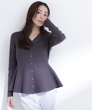 スキッパーペプラムリブニット