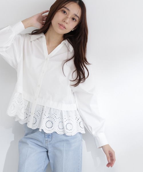 エンブロイダリーヘムブラウス｜ナチュラルビューティーベーシックの