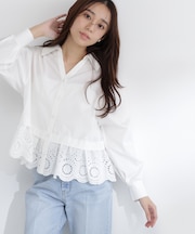エンブロイダリーヘムブラウス