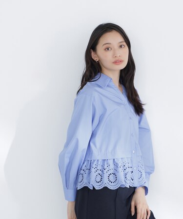 エンブロイダリーヘムブラウス