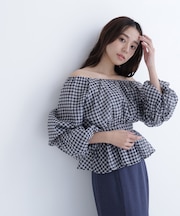 シアーギャザーペプラムブラウス