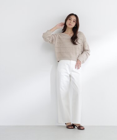 ワイドストレートデニムパンツ