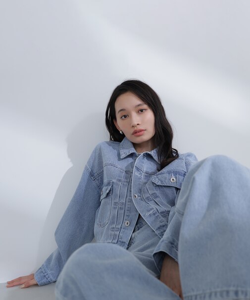 ワイドストレートデニムパンツ