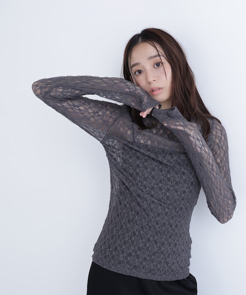 レースドレープカットソー