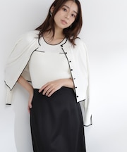 クルミボタンバイカラーアンサンブル