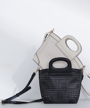 パンチングメッシュミニバスケットバッグ