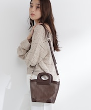 パンチングメッシュミニバスケットバッグ