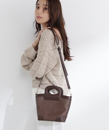 パンチングメッシュミニバスケットバッグ