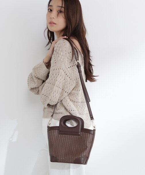 パンチングメッシュミニバスケットバッグ