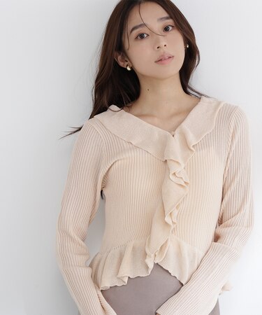 フリルトリムカーディガン