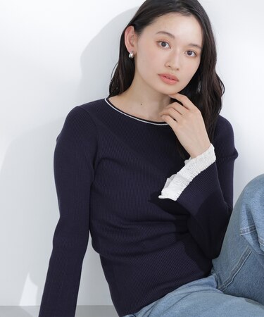 レーシーカフスリブニット
