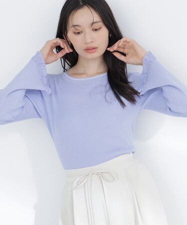 レーシーカフスリブニット