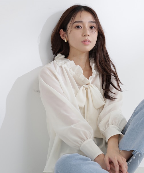 2wayシアーボウタイブラウス