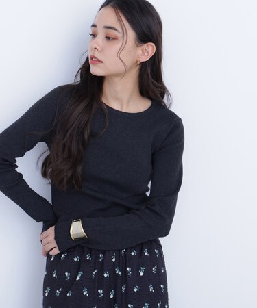 〈N.〉クルーネックリブニット