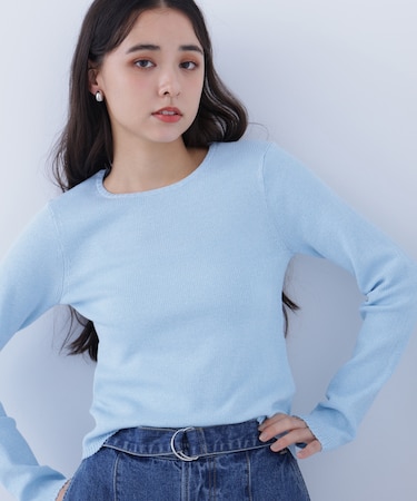 〈N.〉クルーネックリブニット