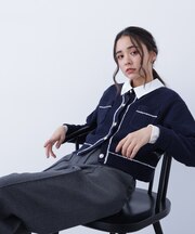 バイカラーラインポケットカーディガン