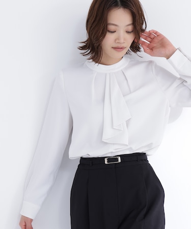 ラッフルボウタイブラウス