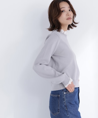 レースフリルドッキングニット