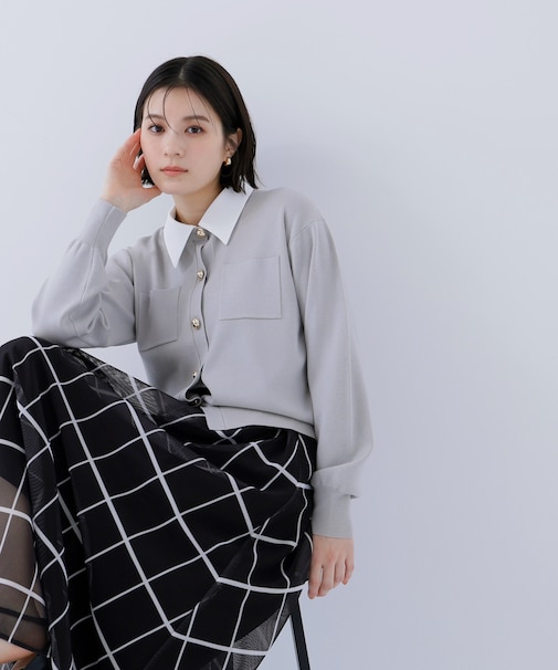 2wayカラーニットカーディガン