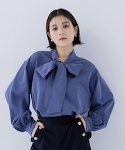 シャンブレーボウタイブラウス