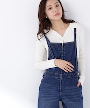 襟付Vネックリブニット