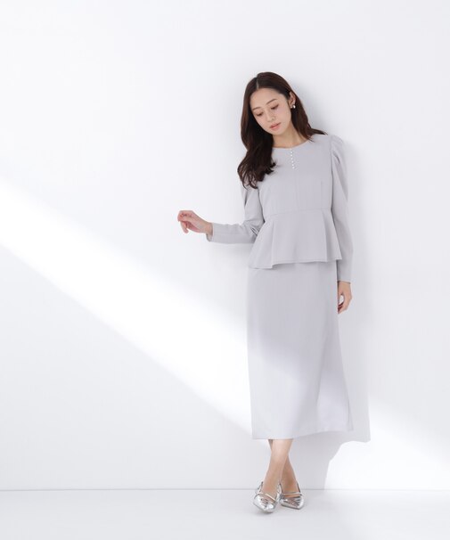 ラインパールペプラムワンピース