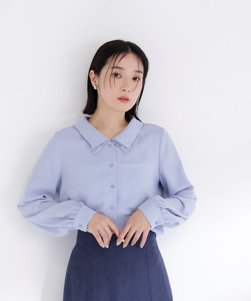 レースダブルカラーブラウス