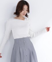 ショルダータックアシメネックニット