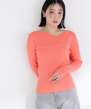 ショルダータックアシメネックニット