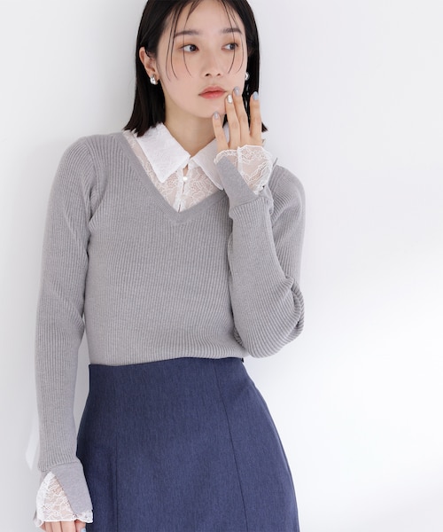 レースカラードッキングニット｜ナチュラルビューティーベーシックの