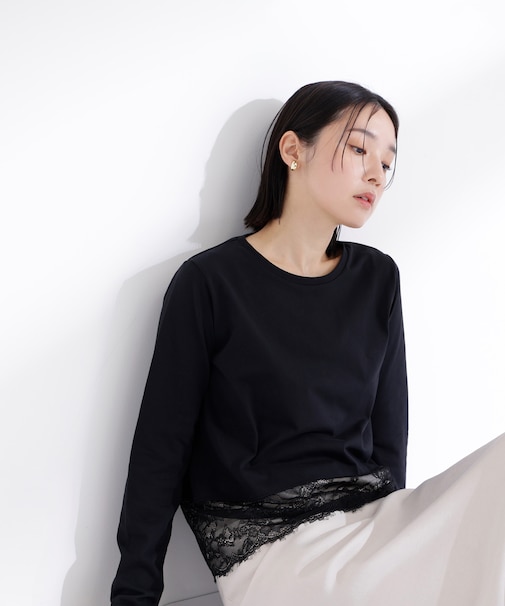 レースドッキングカットソー