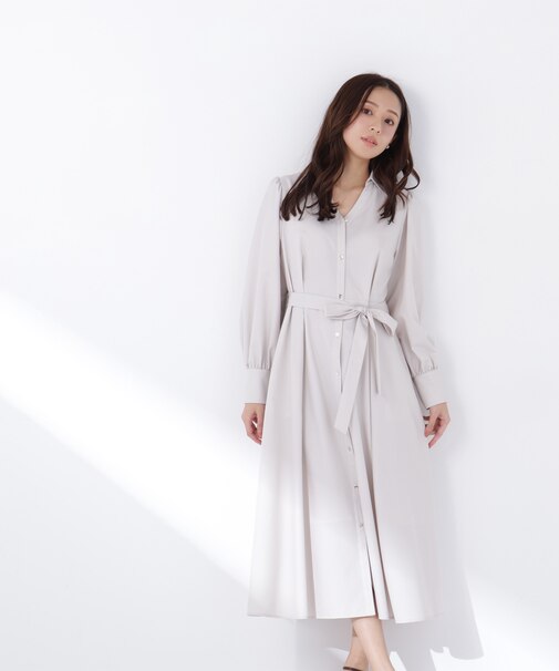 リボンベルテッドシャツワンピース