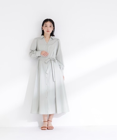 リボンベルテッドシャツワンピース