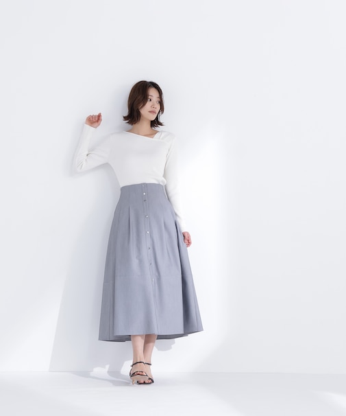 フロントボタンフレアスカート