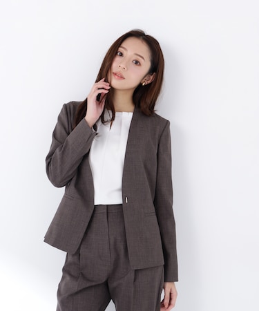 リネンライク SETUP ノーカラージャケット