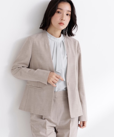 リネンライク SETUP ノーカラージャケット
