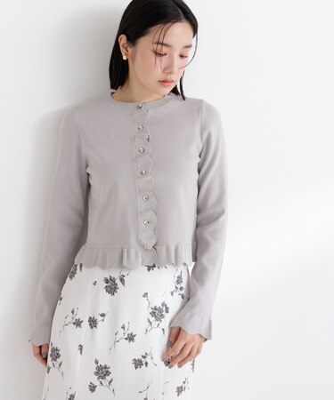 メタルボタンフリルカーディガン