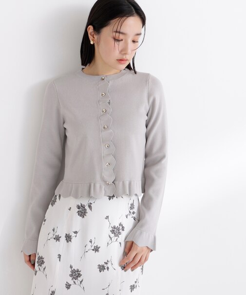 メタルボタンフリルカーディガン