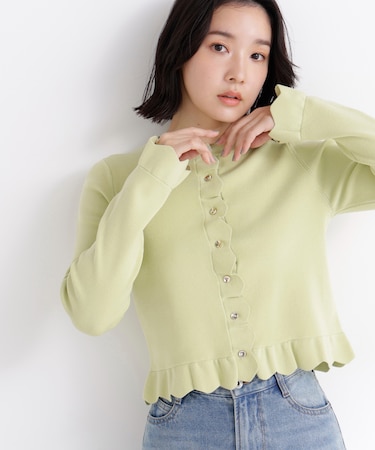 メタルボタンフリルカーディガン