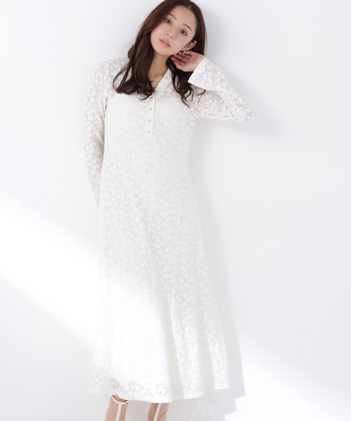 レーススキッパーシャツワンピース