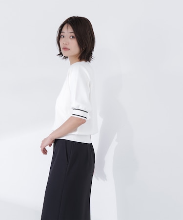 総針ベーシック バイカラーラインニット