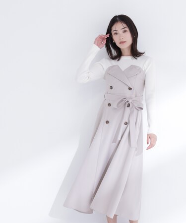 トレンチディテールドッキングワンピース