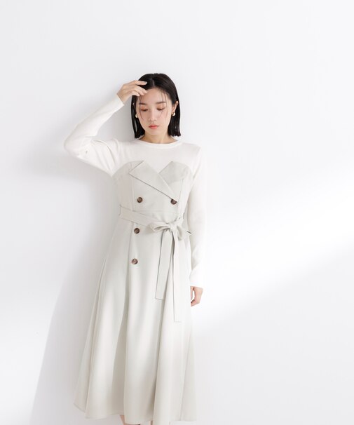 トレンチディテールドッキングワンピース